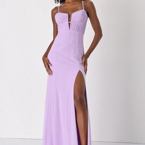 Lulus Sweetest Splendor Lilac Sleeveless Pleated Bustier Maxi Dress Purple